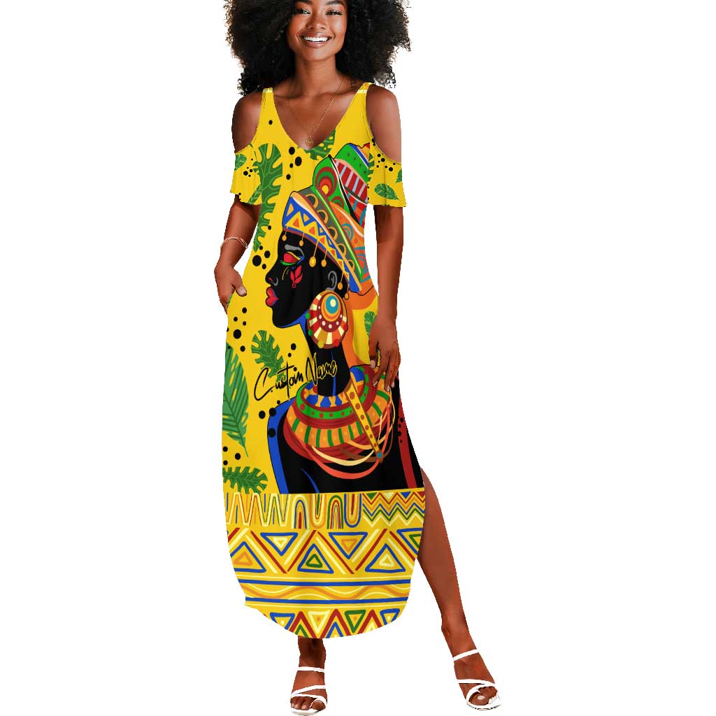 Personalized African Woman Summer Maxi Dress Tropical Style