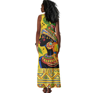 Personalized African Woman Tank Maxi Dress Tropical Style