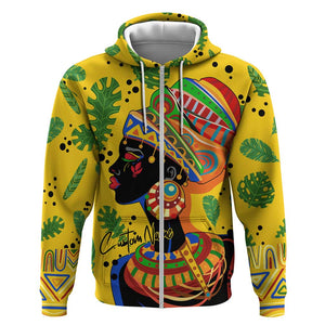 Personalized African Woman Zip Hoodie Tropical Style