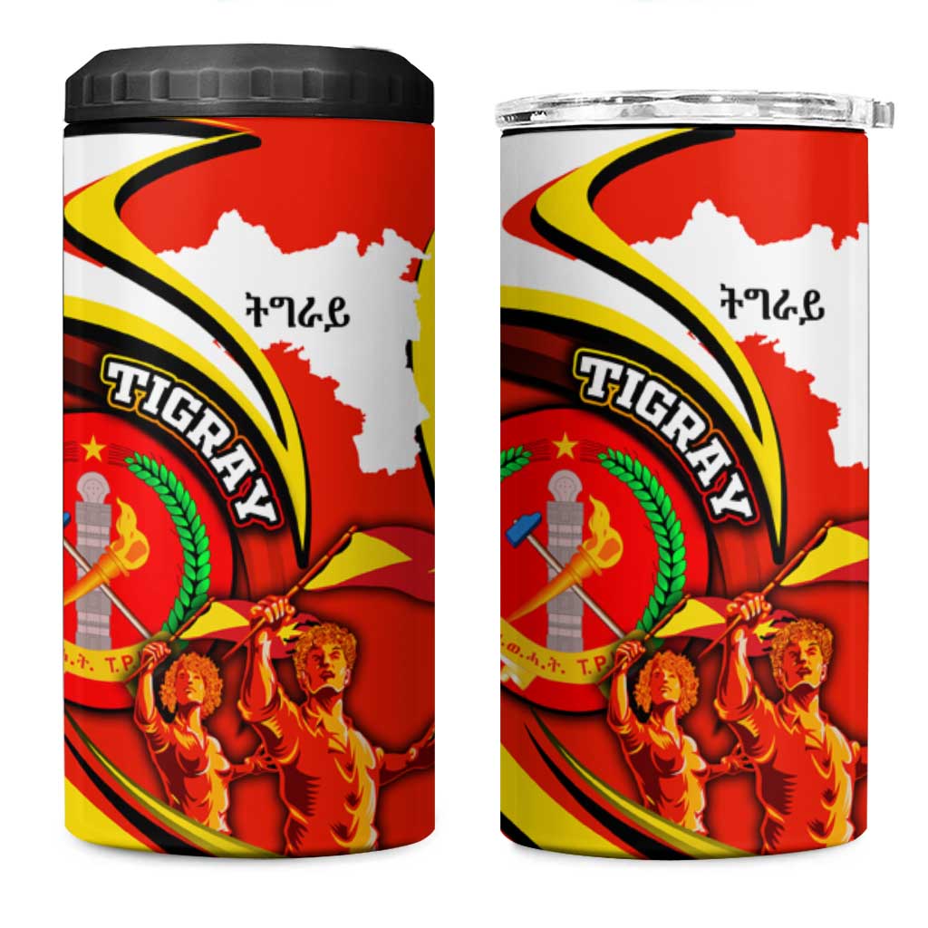 Ethiopia Tigray 4 in 1 Can Cooler Tumbler Revolution Emblem Freedom Fighters and Flag
