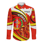 Ethiopia Tigray Long Sleeve Button Shirt Revolution Emblem Freedom Fighters and Flag