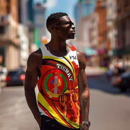 Ethiopia Tigray Men Tank Top Revolution Emblem Freedom Fighters and Flag