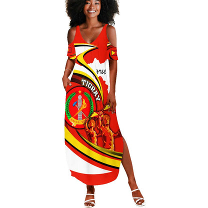Ethiopia Tigray Summer Maxi Dress Revolution Emblem Freedom Fighters and Flag