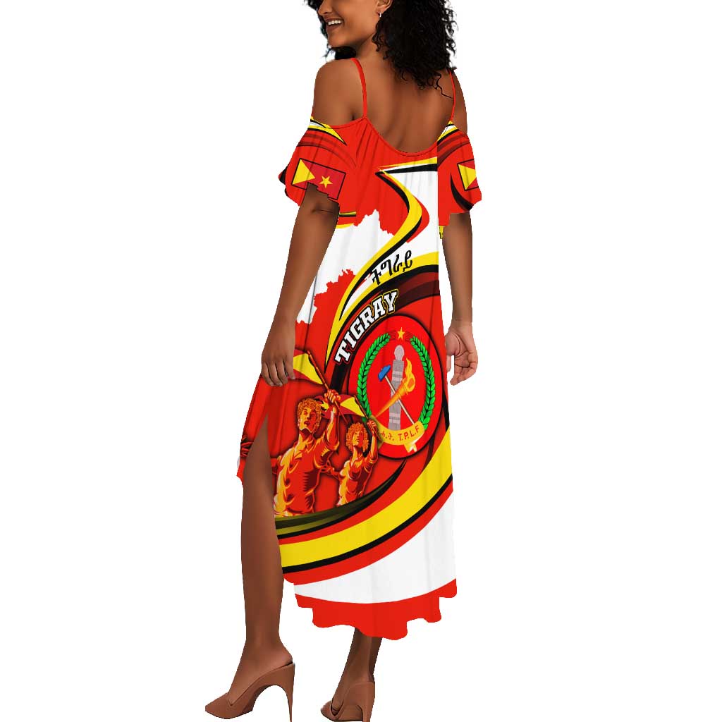 Ethiopia Tigray Summer Maxi Dress Revolution Emblem Freedom Fighters and Flag
