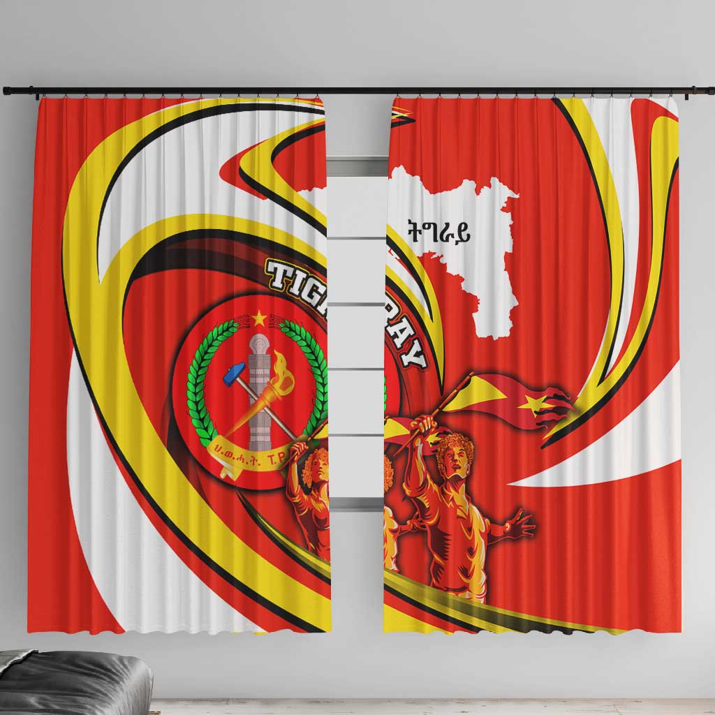 Ethiopia Tigray Window Curtain Revolution Emblem Freedom Fighters and Flag