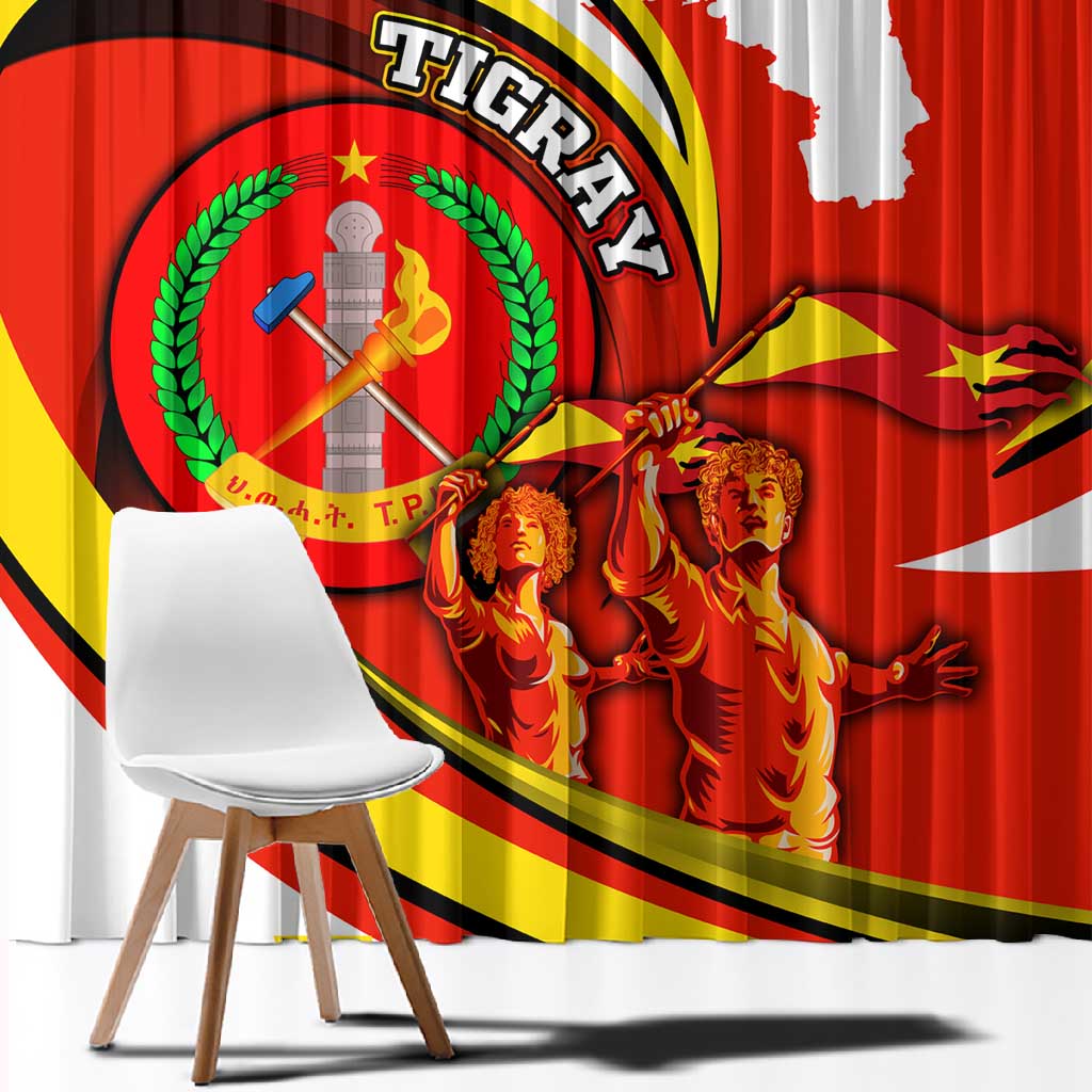 Ethiopia Tigray Window Curtain Revolution Emblem Freedom Fighters and Flag