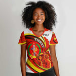 Ethiopia Tigray Women V-Neck T-Shirt Revolution Emblem Freedom Fighters and Flag