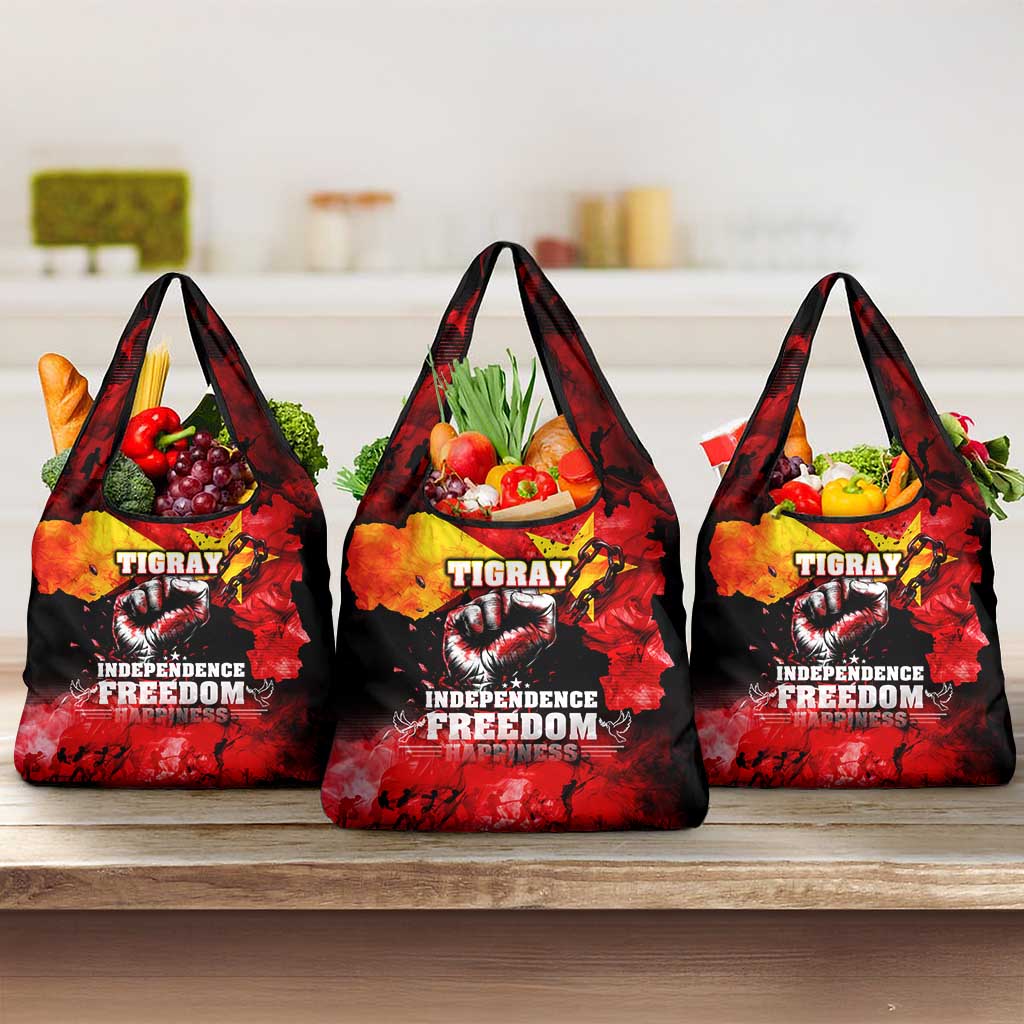Tigrayans Independence Grocery Bag I Stand with Tigray - Fist of Freedom