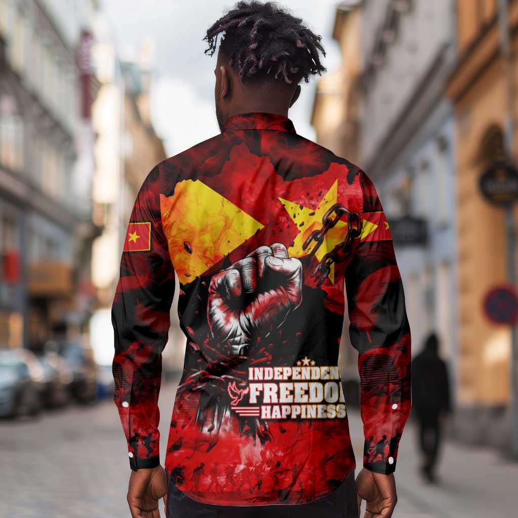 Tigrayans Independence Long Sleeve Button Shirt I Stand with Tigray - Fist of Freedom