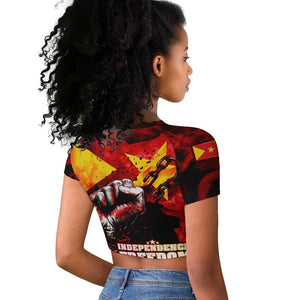 Tigrayans Independence Raglan Cropped T shirt I Stand with Tigray - Fist of Freedom