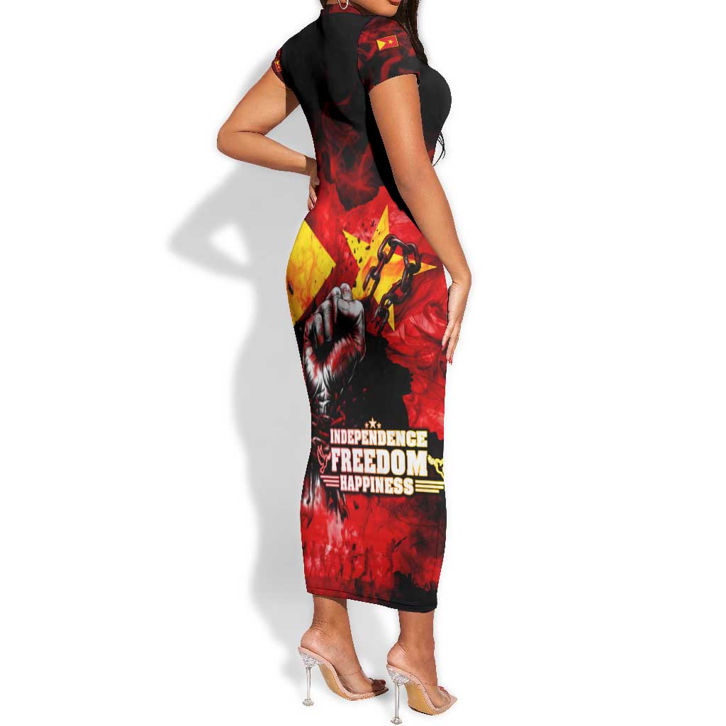 Tigrayans Independence Short Sleeve Bodycon Dress I Stand with Tigray - Fist of Freedom DT02