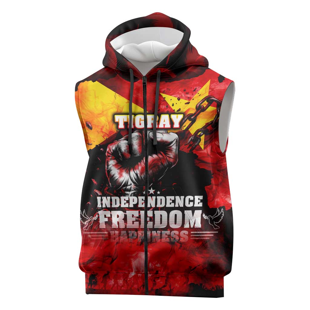 Tigrayans Independence Sleeveless Zip Hoodie I Stand with Tigray - Fist of Freedom - African Pride