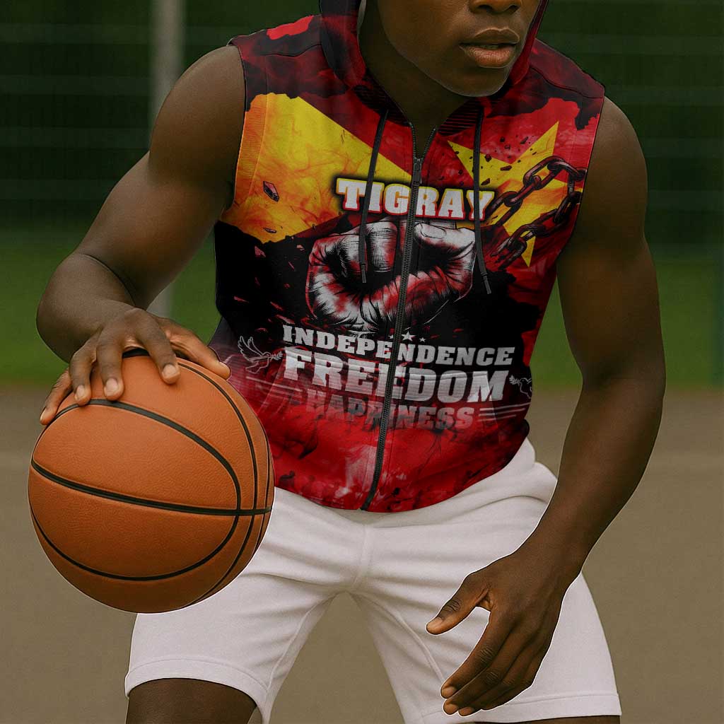 Tigrayans Independence Sleeveless Zip Hoodie I Stand with Tigray - Fist of Freedom - African Pride