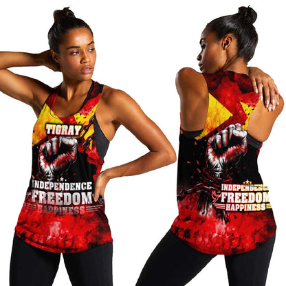 Tigrayans Independence Women Racerback Tank I Stand with Tigray - Fist of Freedom