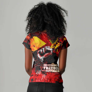 Tigrayans Independence Women V-Neck T-Shirt I Stand with Tigray - Fist of Freedom