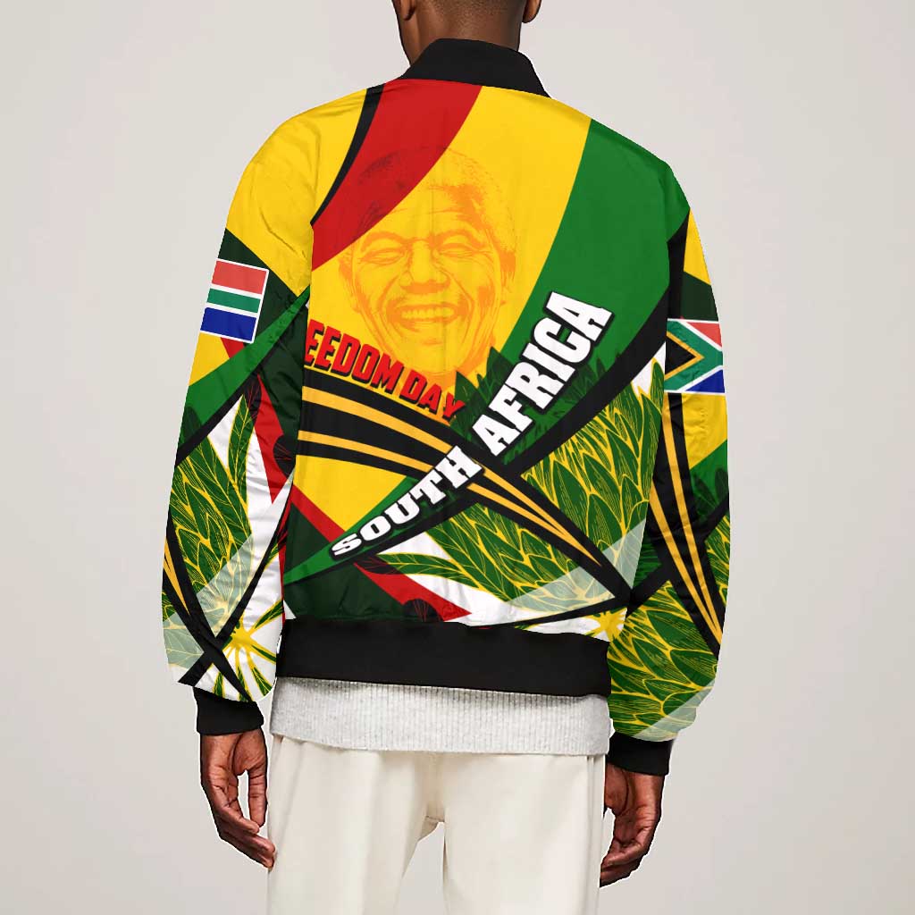 South Africa Freedom Day Mandela Bomber Jacket National Pride Protea Flower