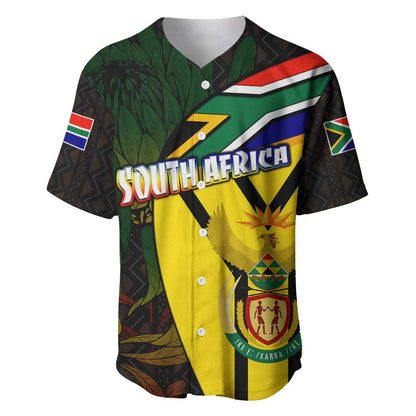 Coat Of Arms South Africa Baseball Jersey Protea Unity Heritage