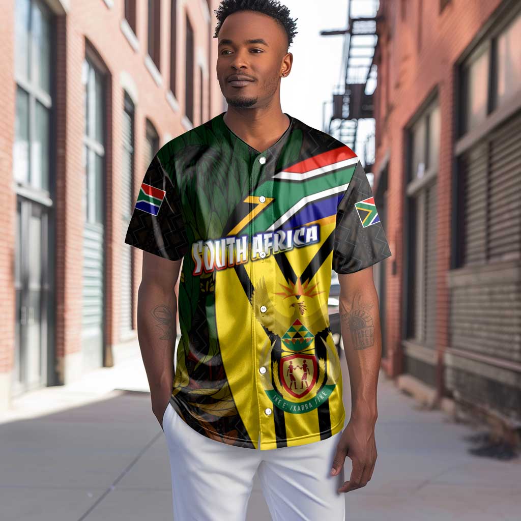 Coat Of Arms South Africa Baseball Jersey Protea Unity Heritage