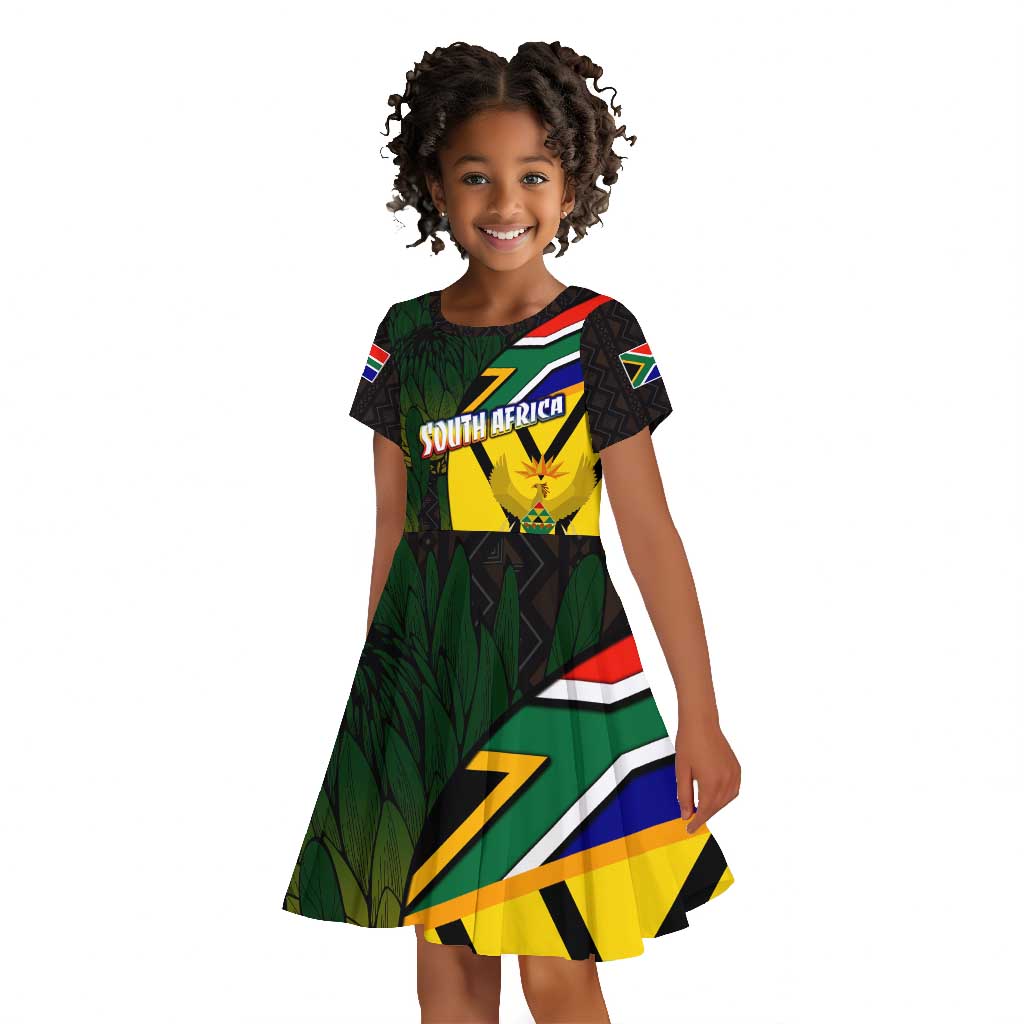 Coat Of Arms South Africa Kid Short Sleeve Dress Protea Unity Heritage