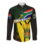 Coat Of Arms South Africa Long Sleeve Button Shirt Protea Unity Heritage