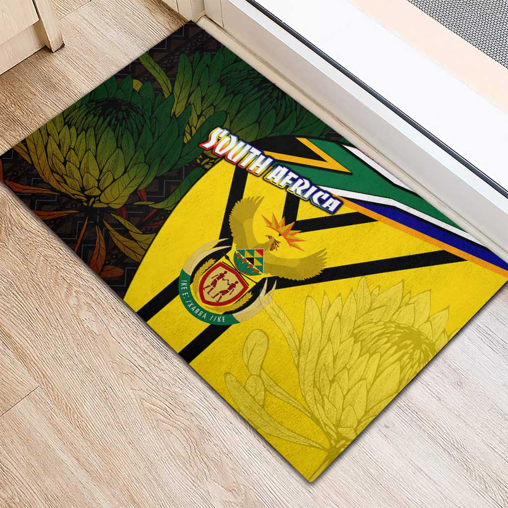 Coat Of Arms South Africa Rubber Doormat Protea Unity Heritage