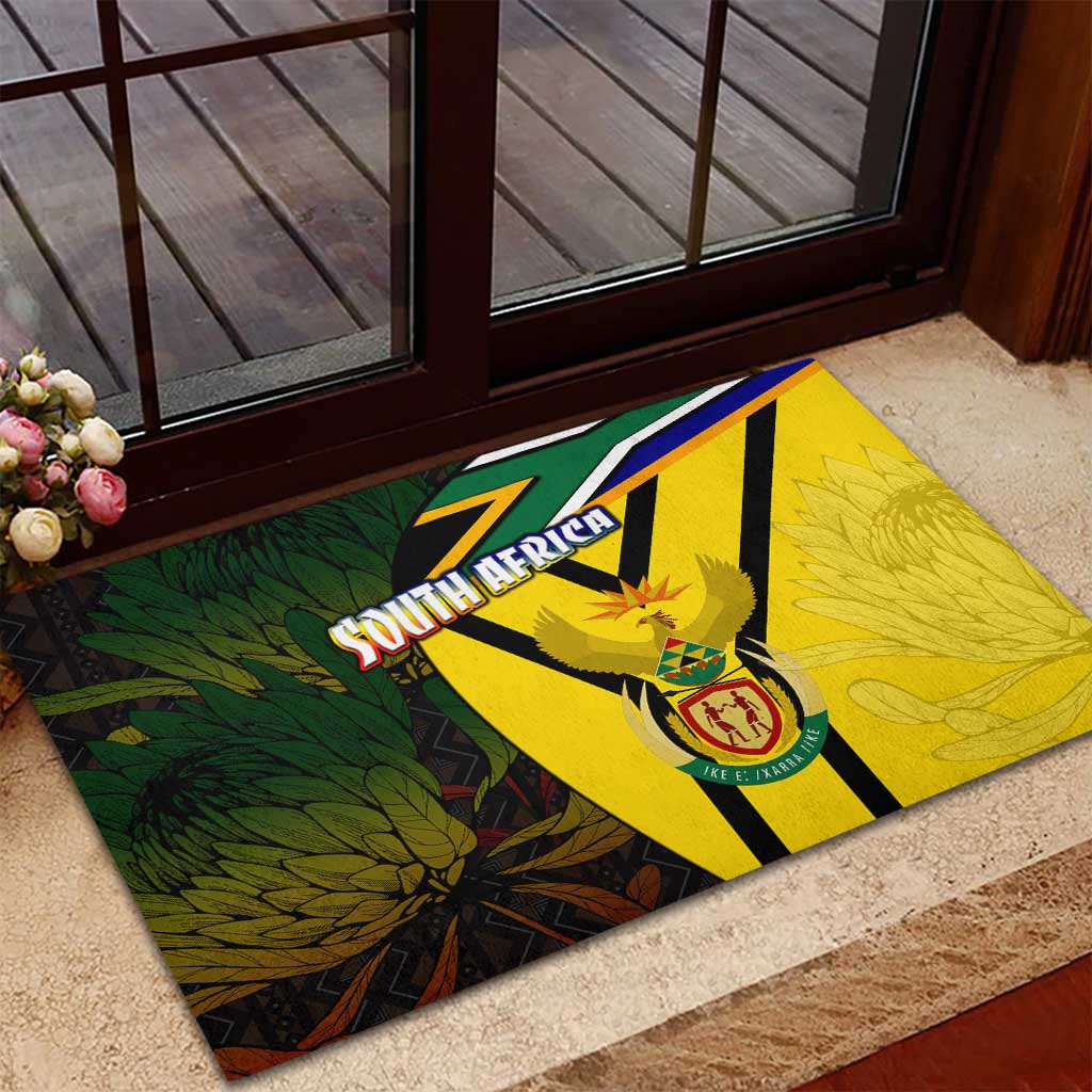 Coat Of Arms South Africa Rubber Doormat Protea Unity Heritage
