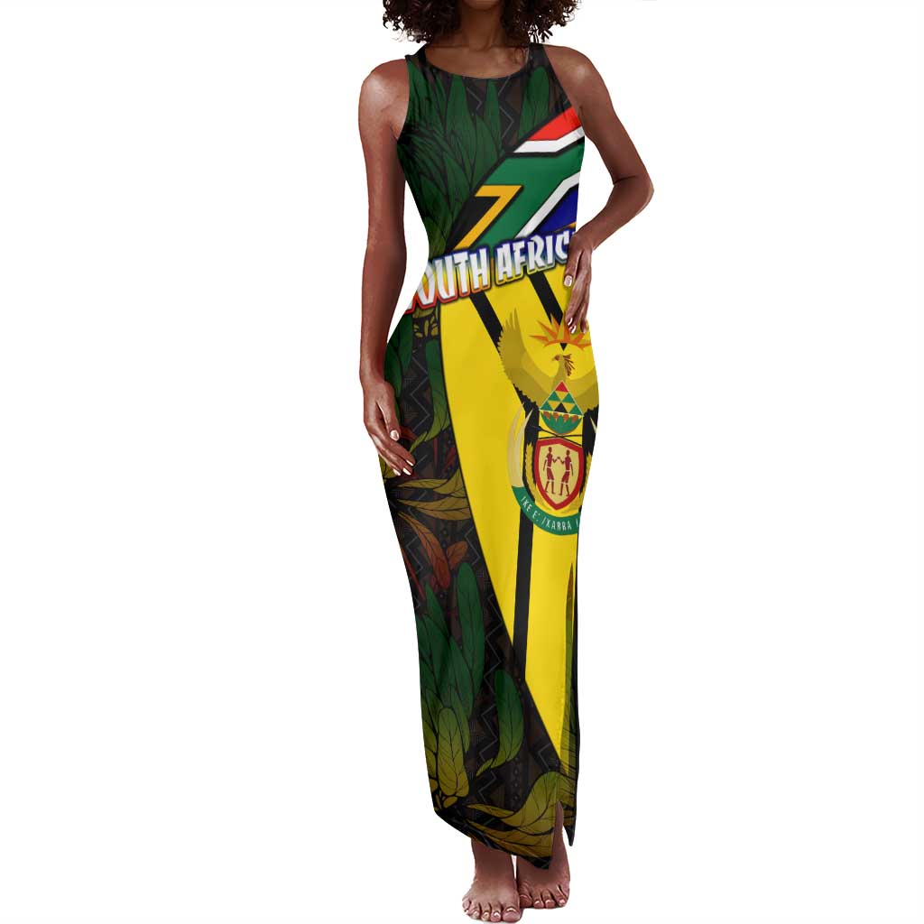 Coat Of Arms South Africa Tank Maxi Dress Protea Unity Heritage