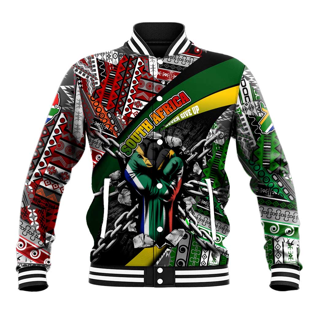 South Africa Fist of Freedom Baseball Jacket Never Give Up