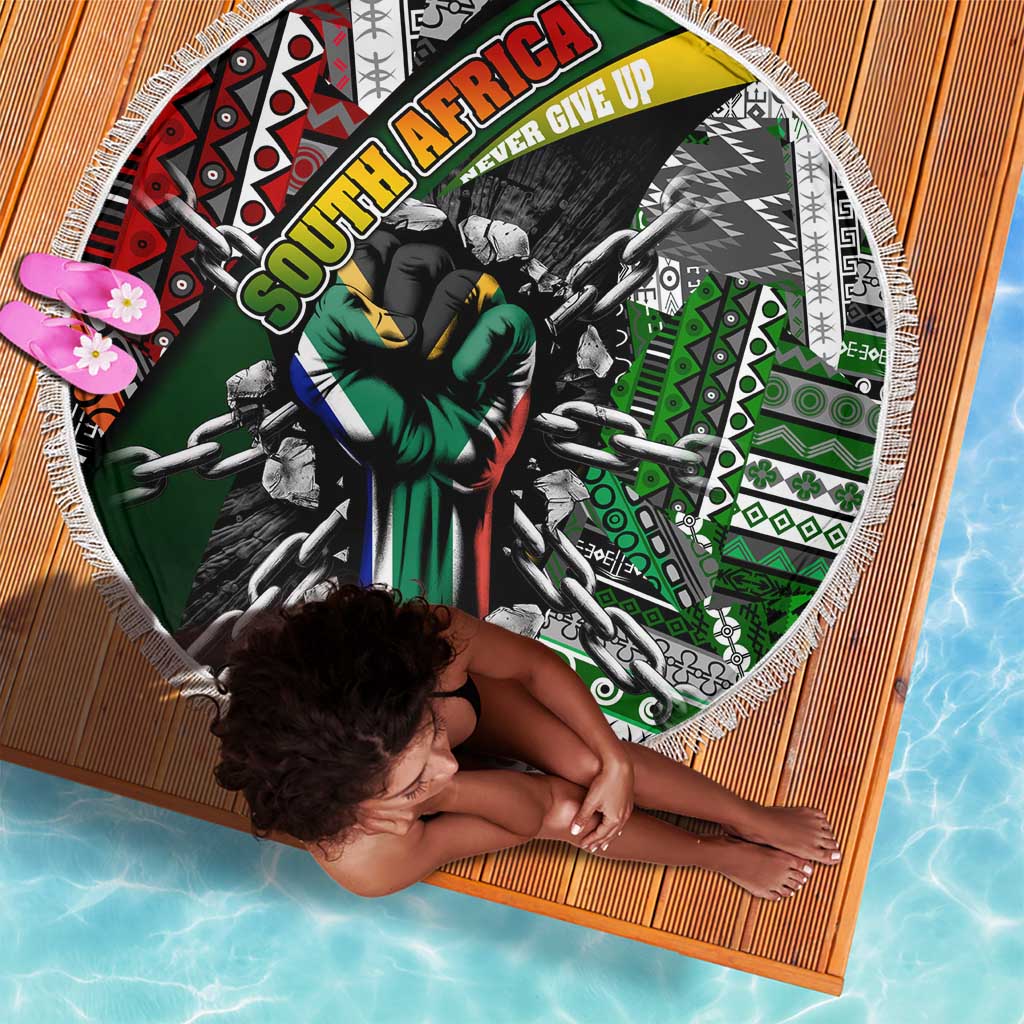 South Africa Fist of Freedom Beach Blanket Never Give Up
