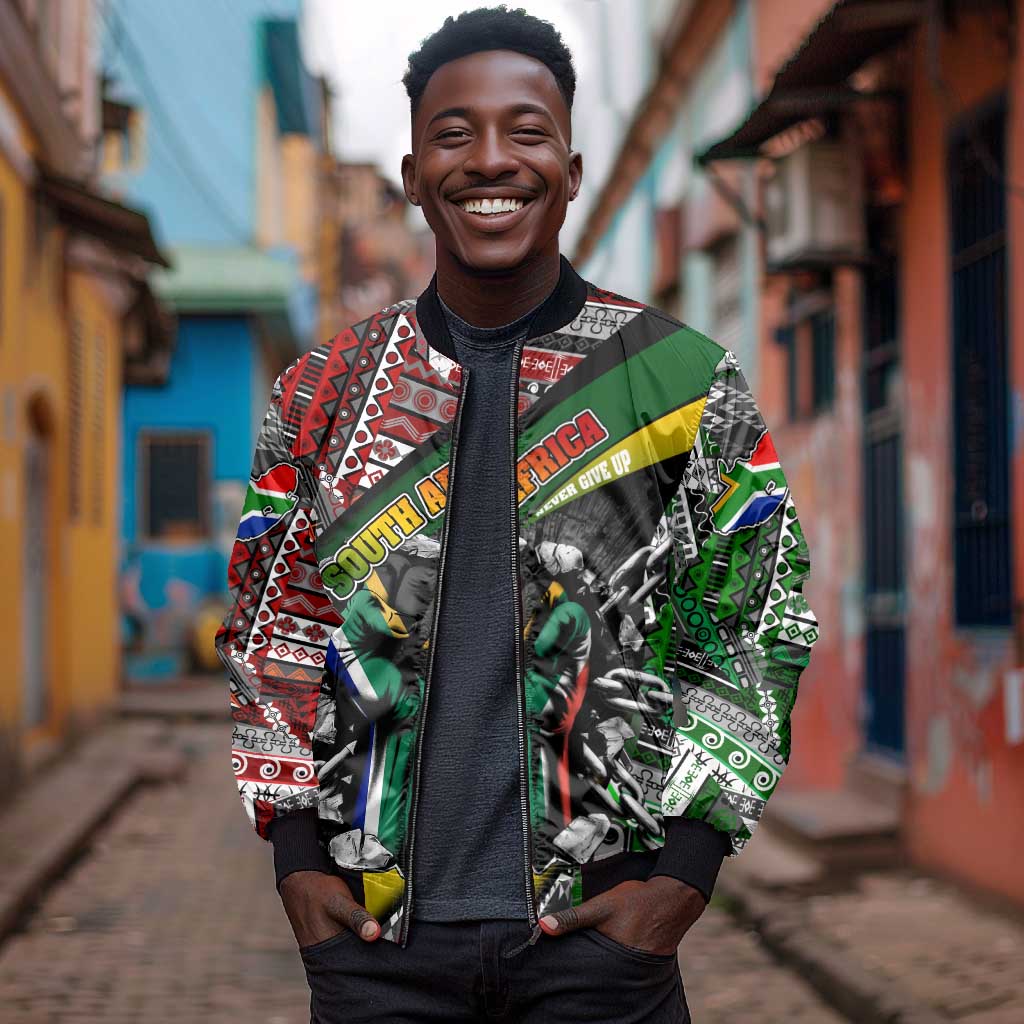 South Africa Fist of Freedom Bomber Jacket Never Give Up