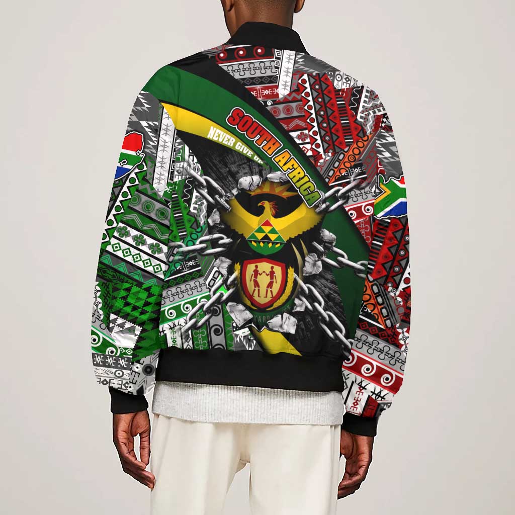 South Africa Fist of Freedom Bomber Jacket Never Give Up