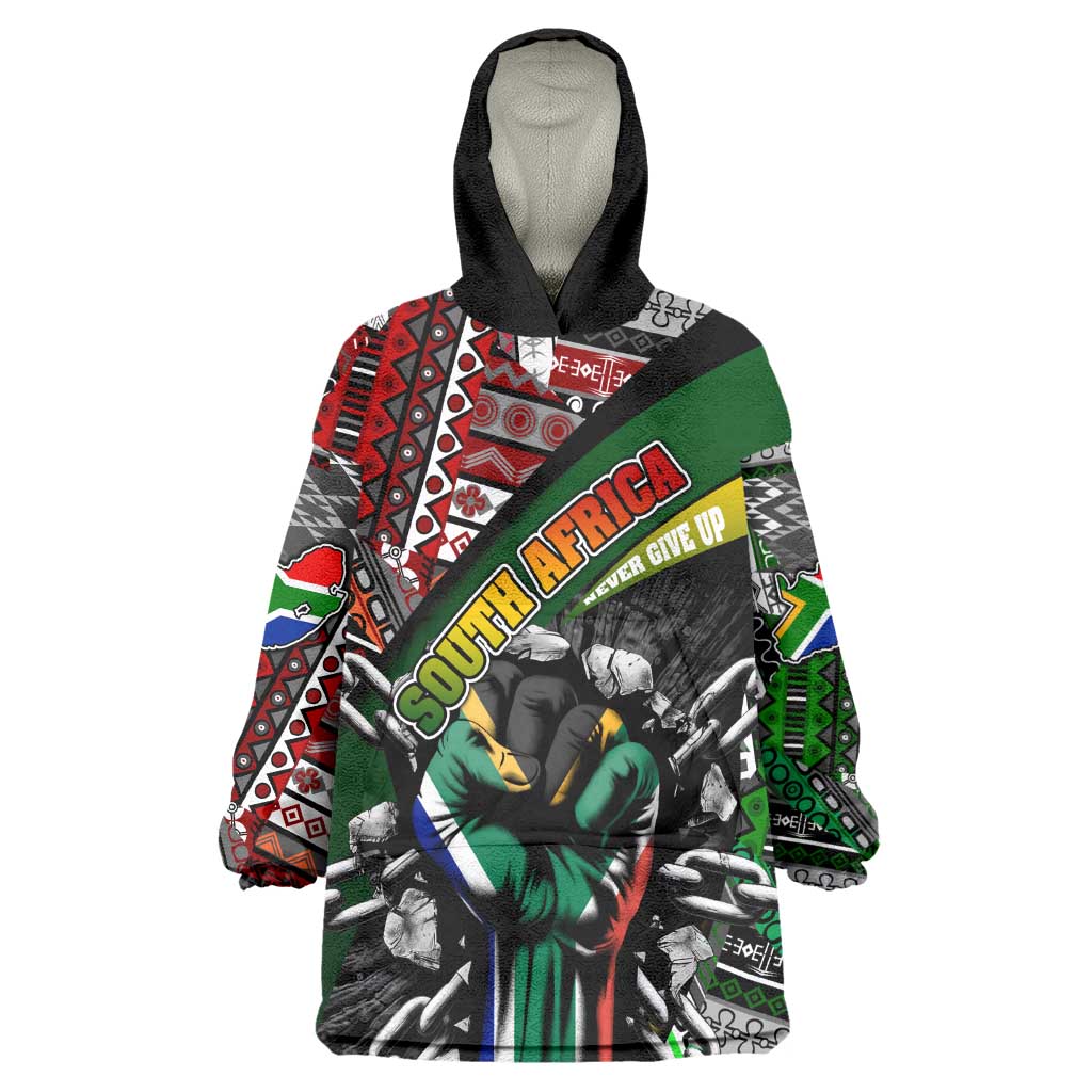 South Africa Fist of Freedom Kid Wearable Blanket Hoodie Never Give Up