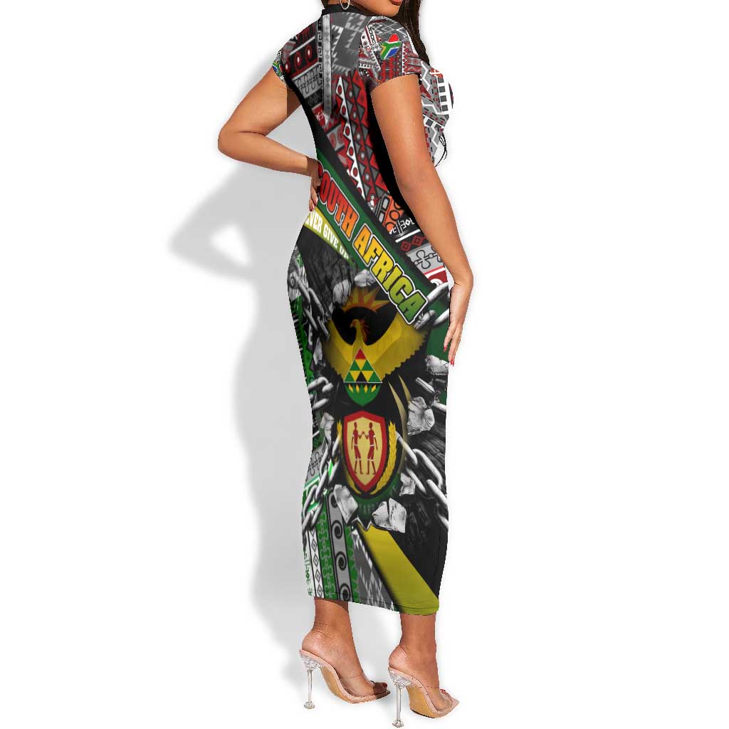 South Africa Fist of Freedom Short Sleeve Bodycon Dress Never Give Up DT02