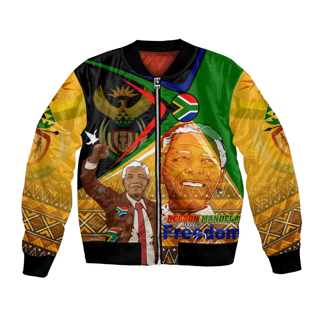 South Africa Heritage Nelson Mandela Bomber Jacket Happy Freedom Day Victory Art