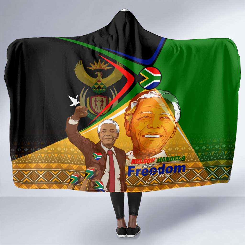 South Africa Heritage Nelson Mandela Hooded Blanket Happy Freedom Day Victory Art