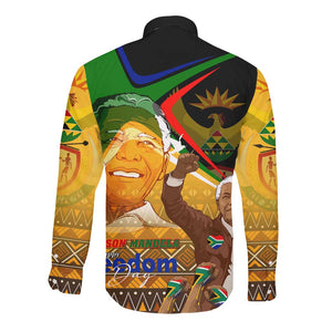 South Africa Heritage Nelson Mandela Long Sleeve Button Shirt Happy Freedom Day Victory Art