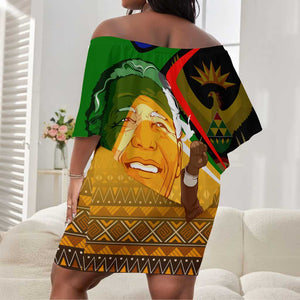 South Africa Heritage Nelson Mandela Off Shoulder Short Dress Happy Freedom Day Victory Art