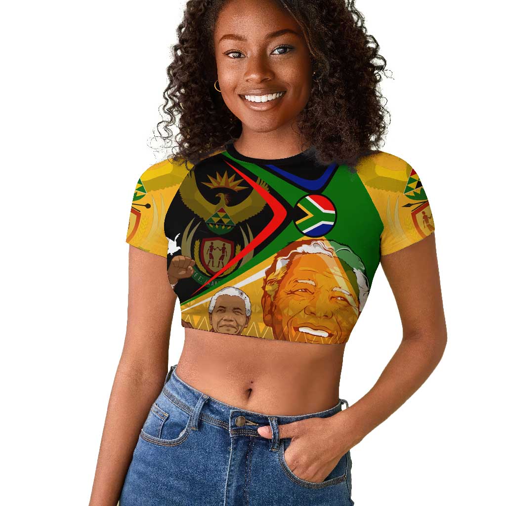 South Africa Heritage Nelson Mandela Raglan Cropped T shirt Happy Freedom Day Victory Art