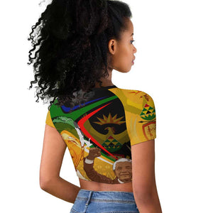 South Africa Heritage Nelson Mandela Raglan Cropped T shirt Happy Freedom Day Victory Art