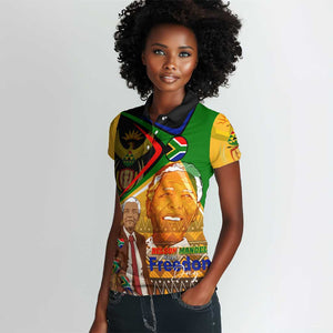 South Africa Heritage Nelson Mandela Women Polo Shirt Happy Freedom Day Victory Art