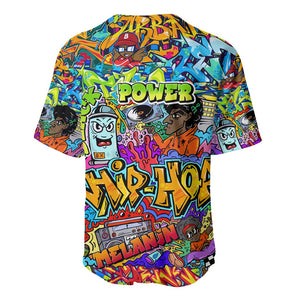 Hip Hop Graffiti Art Baseball Jersey Black Power