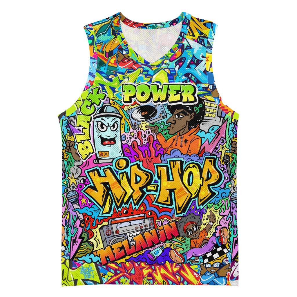 Hip Hop Graffiti Art Basketball Jersey Black Power DT02