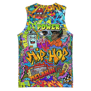 Hip Hop Graffiti Art Basketball Jersey Black Power DT02