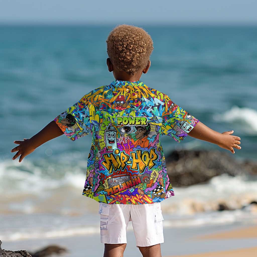 Hip Hop Graffiti Art Kid Hawaiian Shirt Black Power