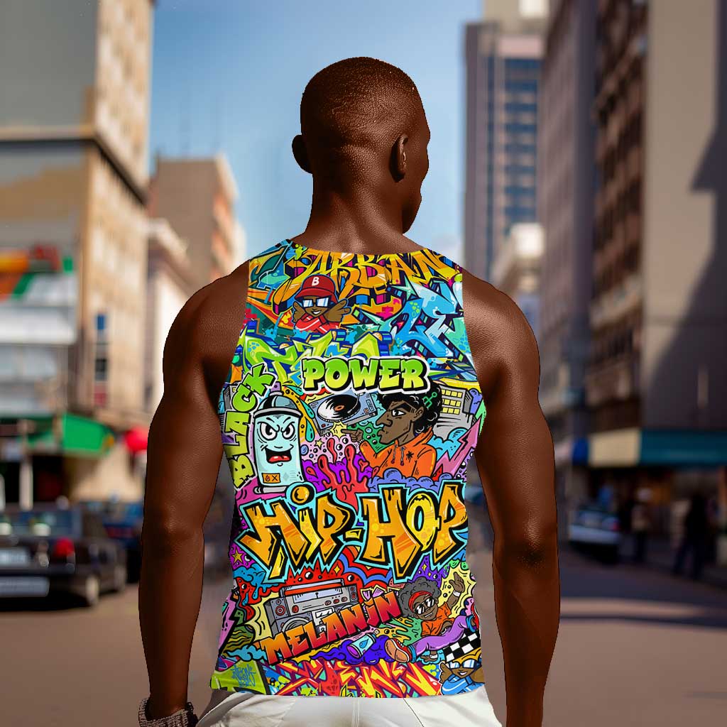 Hip Hop Graffiti Art Men Tank Top Black Power