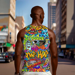 Hip Hop Graffiti Art Men Tank Top Black Power