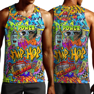 Hip Hop Graffiti Art Men Tank Top Black Power