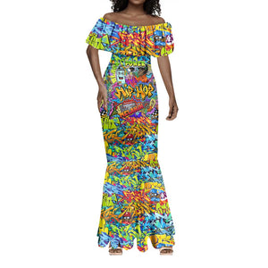 Hip Hop Graffiti Art Mermaid Dress Black Power