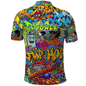 Hip Hop Graffiti Art Polo Shirt Black Power