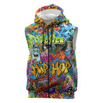 Hip Hop Graffiti Art Sleeveless Zip Hoodie Black Power - African Pride